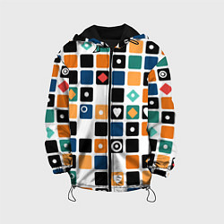 Куртка с капюшоном детская Разноцветный геометрический узор Мозаика, цвет: 3D-черный