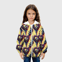 Куртка с капюшоном детская Паттерн яркие сердца, цвет: 3D-белый — фото 2