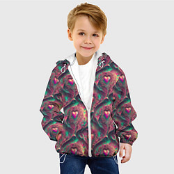 Куртка с капюшоном детская Паттерн сердца и узоры, цвет: 3D-белый — фото 2