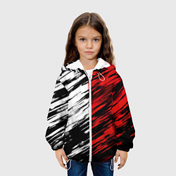 Куртка с капюшоном детская Белые и красные полосы, цвет: 3D-белый — фото 2