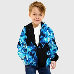 Куртка с капюшоном детская Красивый синий огонь, цвет: 3D-черный — фото 2