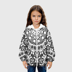 Куртка с капюшоном детская Черно-белый этнический узор, цвет: 3D-белый — фото 2