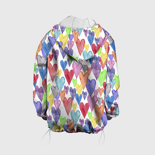 Детская куртка Разноцветные сердечки Калейдоскоп / 3D-Белый – фото 2