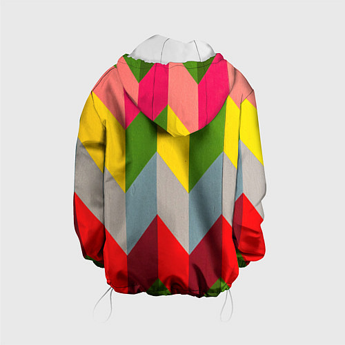 Детская куртка Разноцветный ромбический абстрактный паттерн / 3D-Белый – фото 2
