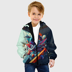 Куртка с капюшоном детская Космос в стиле кубизма, цвет: 3D-черный — фото 2