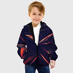 Куртка с капюшоном детская Темная абстракция треугольники, цвет: 3D-черный — фото 2