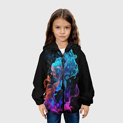 Куртка с капюшоном детская Неоновый цветной дым на черном фоне, цвет: 3D-черный — фото 2