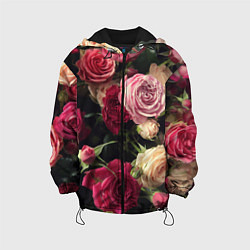 Куртка с капюшоном детская Нежные кустовые розы, цвет: 3D-черный