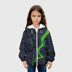 Куртка с капюшоном детская Зелёный неон, цвет: 3D-белый — фото 2