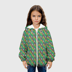 Куртка с капюшоном детская Акустический паттерн, цвет: 3D-белый — фото 2