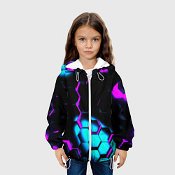 Куртка с капюшоном детская Неоновая броня fortnite, цвет: 3D-белый — фото 2
