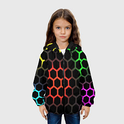 Куртка с капюшоном детская Gradient hexagon genshin, цвет: 3D-черный — фото 2