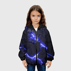 Куртка с капюшоном детская Красивая синяя неоновая лава, цвет: 3D-черный — фото 2