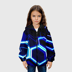 Куртка с капюшоном детская Neon abstraction plates storm, цвет: 3D-черный — фото 2