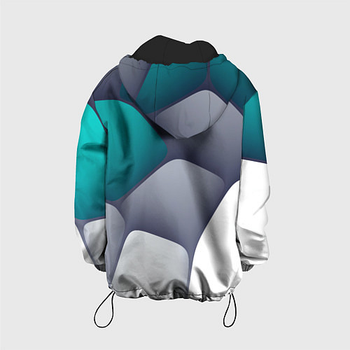 Детская куртка Серо-бело-синий каменный паттерн / 3D-Черный – фото 2