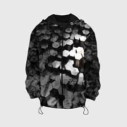 Куртка с капюшоном детская Карбоновые соты абстрация, цвет: 3D-черный