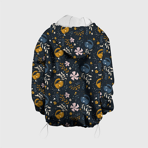 Детская куртка Растительный паттерн с котиками / 3D-Белый – фото 2