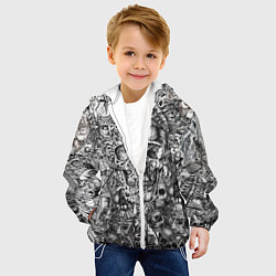 Куртка с капюшоном детская Татуировки черепов, цвет: 3D-белый — фото 2