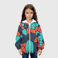 Куртка с капюшоном детская Абстрактный паттерн из светло-синих, чёрный и оран, цвет: 3D-белый — фото 2