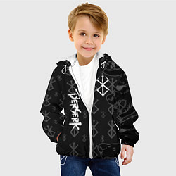 Куртка с капюшоном детская Берсерк черные волки, цвет: 3D-белый — фото 2