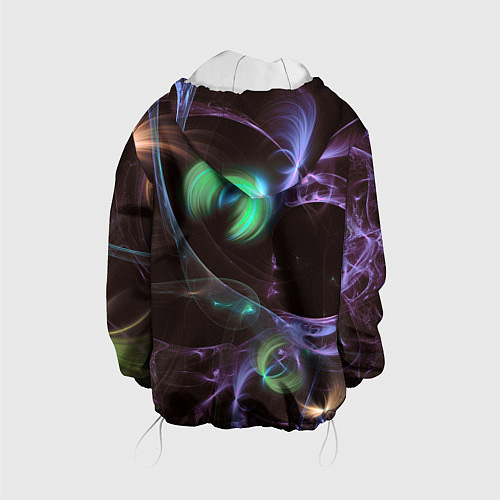 Детская куртка Магические фиолетовые волны и цветные космические / 3D-Белый – фото 2