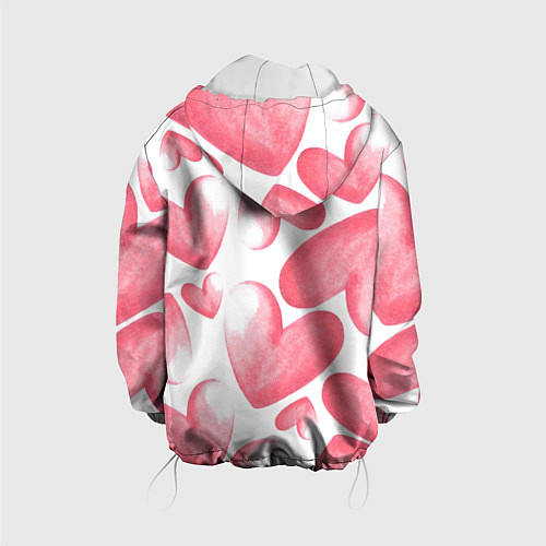 Детская куртка Розовые акварельные сердца - паттерн / 3D-Белый – фото 2