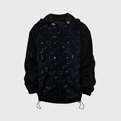 Куртка с капюшоном детская Абстрактные неоновые светло-синие линии шара, цвет: 3D-черный
