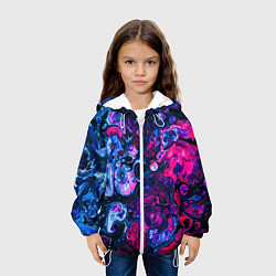 Куртка с капюшоном детская Сине-малиновая горная порода, цвет: 3D-белый — фото 2
