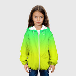 Куртка с капюшоном детская Зелено-желтый градиент, цвет: 3D-белый — фото 2