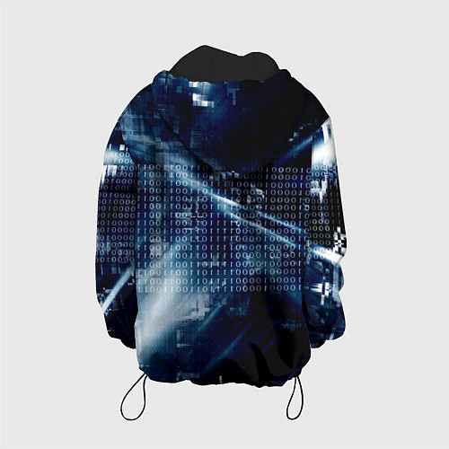 Детская куртка Тёмно-ледяной фон и бесконечный код / 3D-Черный – фото 2