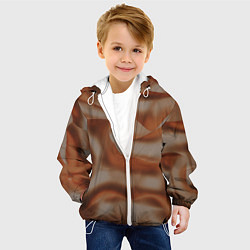 Куртка с капюшоном детская Тёмно-золотистые абстрактные волны, цвет: 3D-белый — фото 2