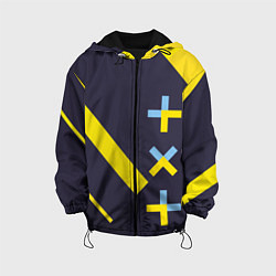 Куртка с капюшоном детская TXT yellow geometry, цвет: 3D-черный