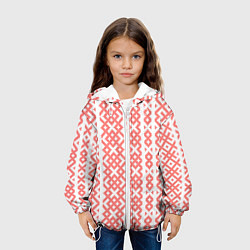 Куртка с капюшоном детская Абстрактный красный ребристый паттерн, цвет: 3D-белый — фото 2