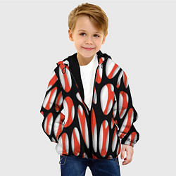 Куртка с капюшоном детская Красные и черные сетчатые прожилки, цвет: 3D-черный — фото 2