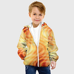 Куртка с капюшоном детская Абстрактные оранжево-жёлтые солнечные волны, цвет: 3D-белый — фото 2