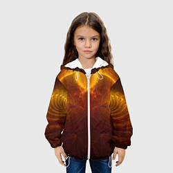 Куртка с капюшоном детская Абстрактное тёмно-жёлтое узорчатое свечение во тьм, цвет: 3D-белый — фото 2