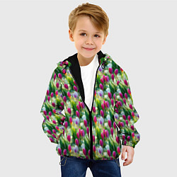 Куртка с капюшоном детская Весенние тюльпаны и подснежники, цвет: 3D-черный — фото 2