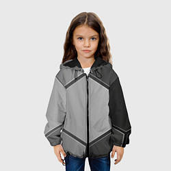 Куртка с капюшоном детская Серебряные металлические пластины, цвет: 3D-черный — фото 2