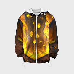 Куртка с капюшоном детская Куб с огнём, цвет: 3D-белый
