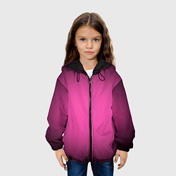 Куртка с капюшоном детская Кислотный розовый с градиентом, цвет: 3D-черный — фото 2