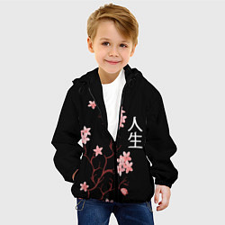 Куртка с капюшоном детская Сакура, дерево жизни, цвет: 3D-черный — фото 2