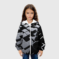 Куртка с капюшоном детская Карбоновые грани черные, цвет: 3D-белый — фото 2