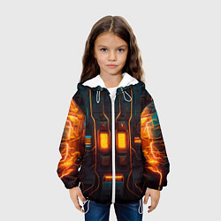 Куртка с капюшоном детская Паттерн в стиле киберпанк, цвет: 3D-белый — фото 2