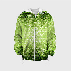 Куртка с капюшоном детская Геометрическое зелёное искажение в пространстве, цвет: 3D-белый