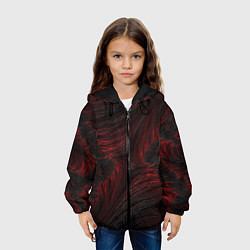 Куртка с капюшоном детская Бордовые разводы, цвет: 3D-черный — фото 2
