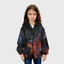 Куртка с капюшоном детская Абстрактные брызги тёмных красок и воды, цвет: 3D-черный — фото 2
