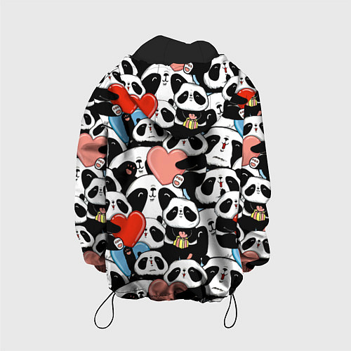 Детская куртка Панды с сердечками / 3D-Черный – фото 2