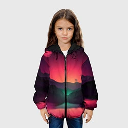 Куртка с капюшоном детская Неоновая природа, цвет: 3D-черный — фото 2