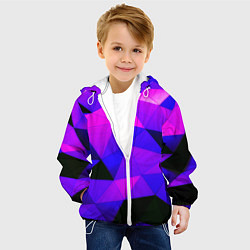 Куртка с капюшоном детская Неоновые треугольники, цвет: 3D-белый — фото 2