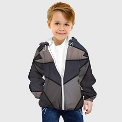 Куртка с капюшоном детская Тёмный треугольный паттерн, цвет: 3D-белый — фото 2
